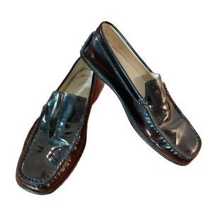 Tod's Black Patent Leather Loafers Women's Driving Moccasin Flats Size 7